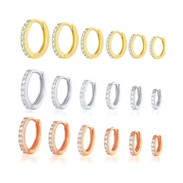 7Sizes Hoop Earring Silver Zirconia Huggie Cartilage Piercing Jewellery 8Mm Earrings