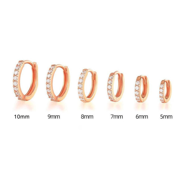 7Sizes Hoop Earring Silver Zirconia Huggie Cartilage Piercing Jewellery 8Mm Earrings