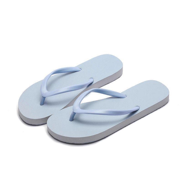 Slippers For Women Casual Fashion Bohemian Beach Shoes Flip Flops Flat Light Blue Flats