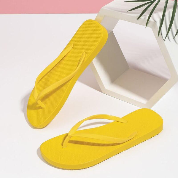 Slippers For Women Casual Fashion Bohemian Beach Shoes Flip Flops Flat Yellow Flats