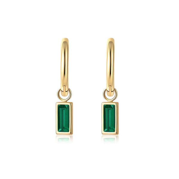 Fashion Gold Zircon Stud Drop Dangle Wedding Best Gift For Women Square Green Earrings