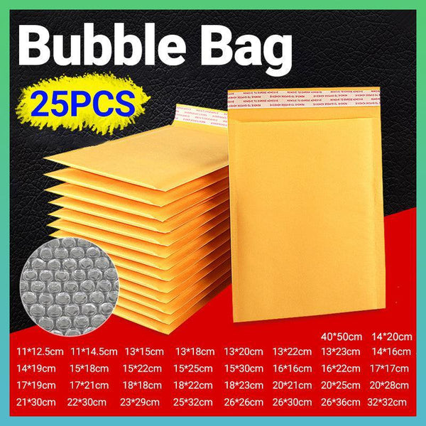 25Pcs Poly Bubble Mailer Yellow Colour Multi Size Plastic Padded Bag 25Pcs 13 X 18Cm Padded Envelopes