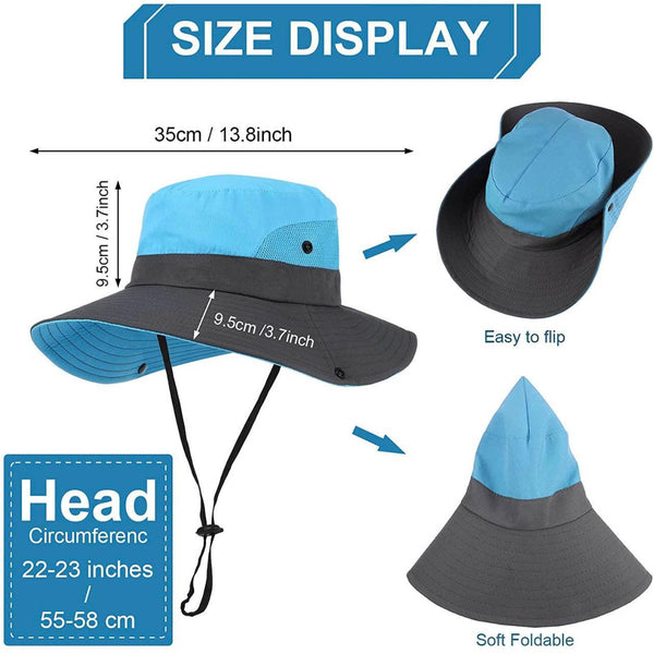 Women Wide Brim Ponytail Hat Sun Protect Visor Summer Beach Cap Anti Uv Floppy Yellow Hats