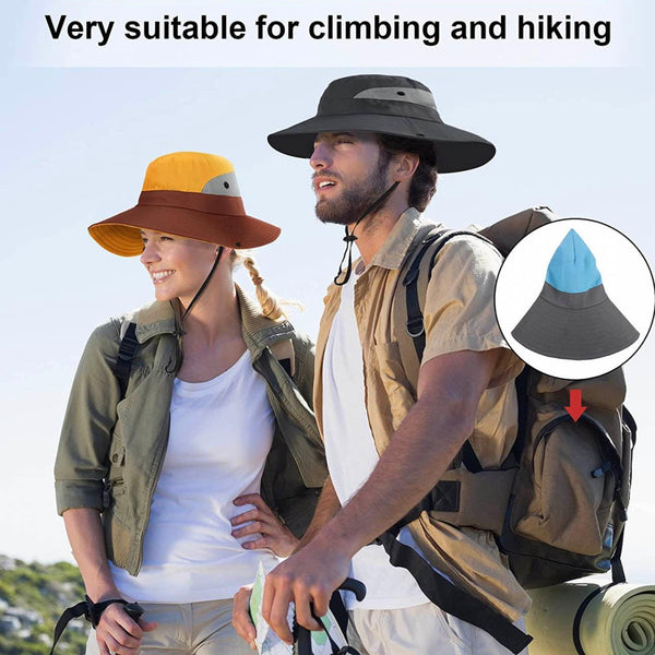 Women Wide Brim Ponytail Hat Sun Protect Visor Summer Beach Cap Anti Uv Floppy Yellow Hats