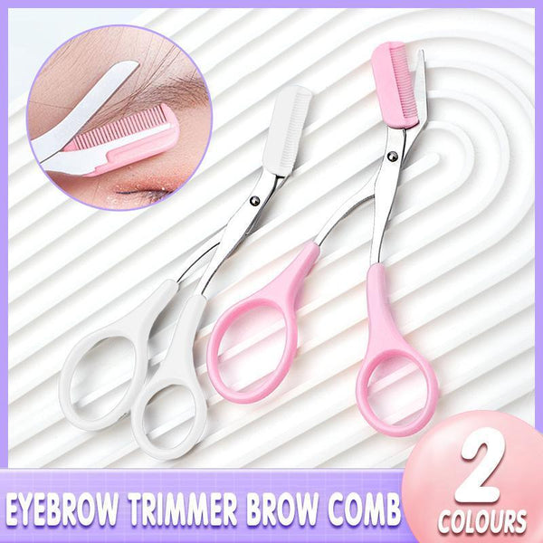 Eyebrow Trimmer Grooming Scissors Eyelash Thinning Shears Comb Brow Shaping Tool Pink Clippers & Trimmers