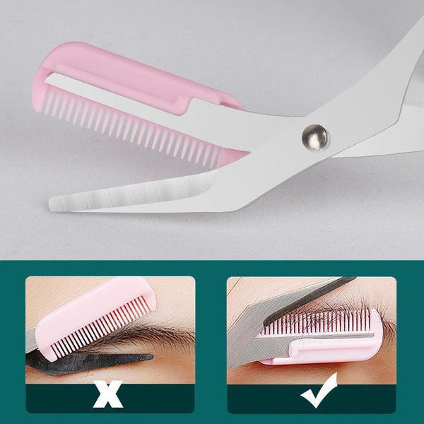 Eyebrow Trimmer Grooming Scissors Eyelash Thinning Shears Comb Brow Shaping Tool Pink Clippers & Trimmers