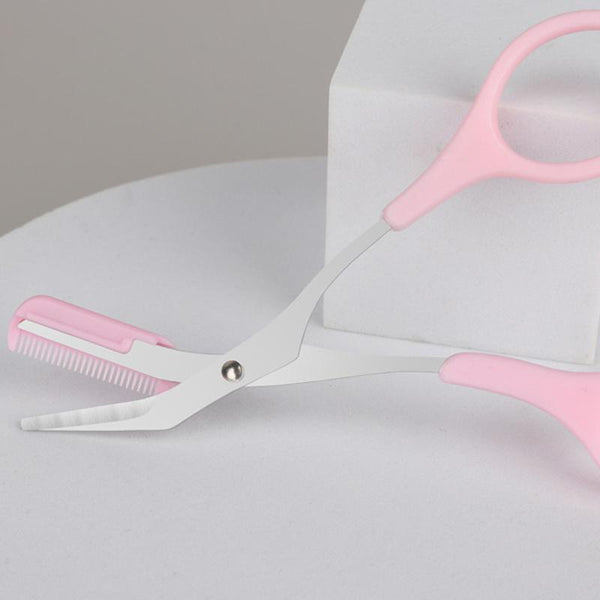 Eyebrow Trimmer Grooming Scissors Eyelash Thinning Shears Comb Brow Shaping Tool Pink Clippers & Trimmers