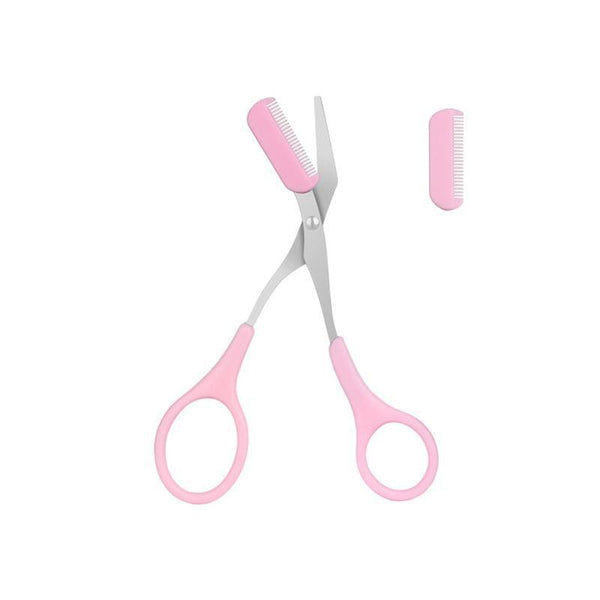 Eyebrow Trimmer Grooming Scissors Eyelash Thinning Shears Comb Brow Shaping Tool Pink Clippers & Trimmers