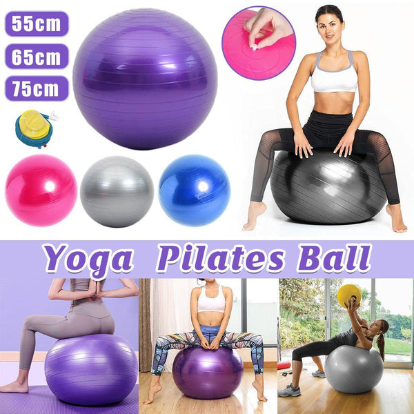 Explosion Proof Thickened Inflatable Yoga Ball Massage Fitness Stability Purple 75Cm Exercise Balls