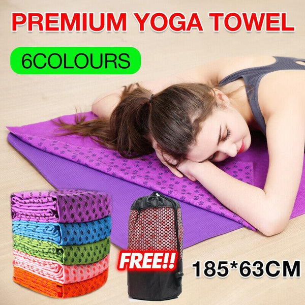 Non Slip Yoga Towel Mat Microfiber Fitness Gym Exercise Blanket With Carry Bag Orange Mats & Non Slip Towels