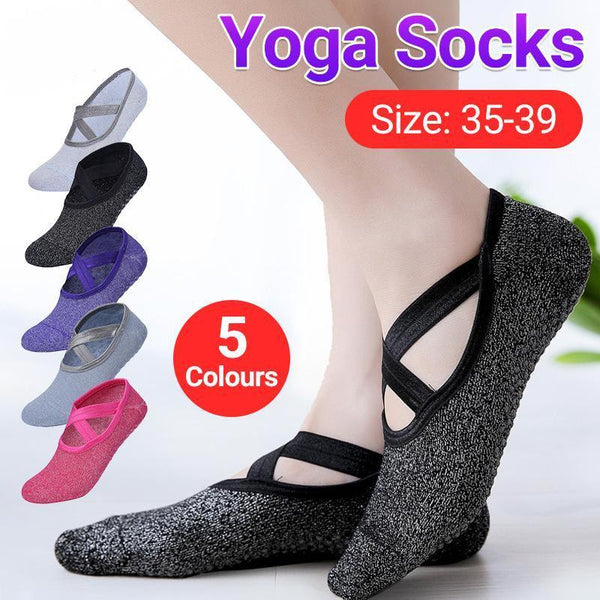 Yoga Socks Non Slip Pilates Ballet Grip For Women Gym Fitness Purple Womens Socks
