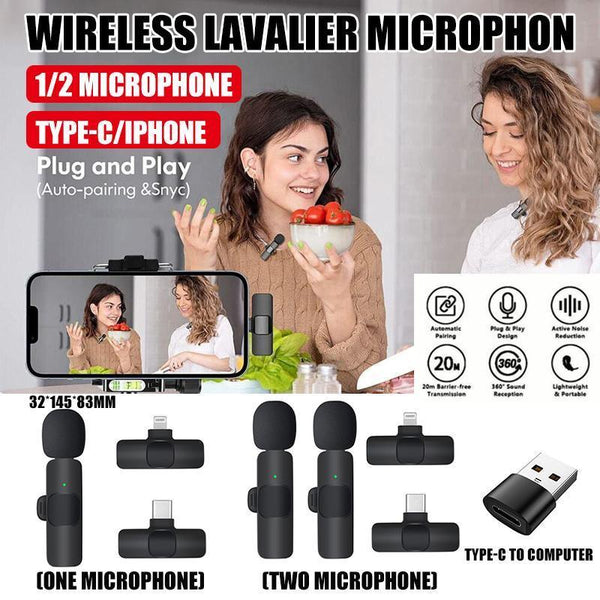 Wireless Lavalier Microphone Mini For Android Iphone Ipad Vlog Live Stream Lightning Iphone(One Microphone) Microphones