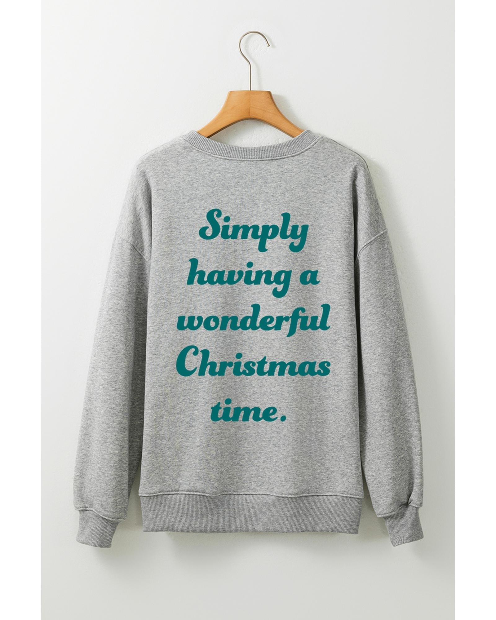 Gray 2 Side Printed Christmas Tree Letter Graphic Sweatshirt Hoodies & Sweatshirts