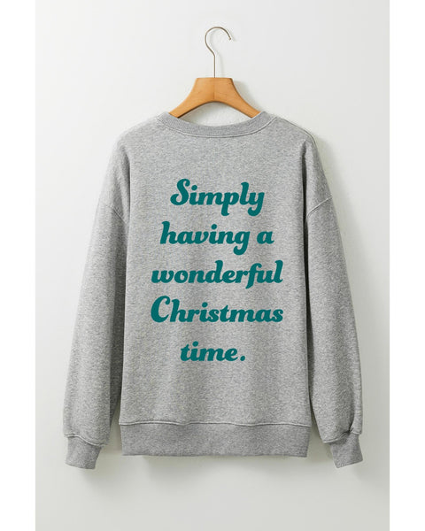Gray 2 Side Printed Christmas Tree Letter Graphic Sweatshirt Hoodies & Sweatshirts
