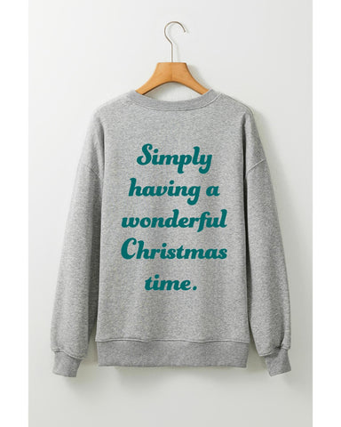 Gray 2 Side Printed Christmas Tree Letter Graphic Sweatshirt Hoodies & Sweatshirts