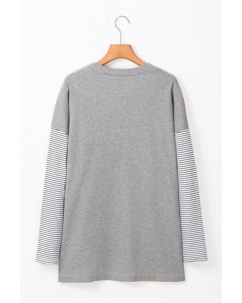 Black Stripe Colorblock Patchwork Open Front Cardigan With Pocket Jumpers & Cardigans