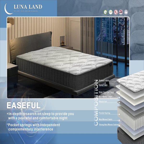 Lunaland Easeful Eco Spay Foam Pocket Spring 20Cm Double Hybrid Mattress Mattresses