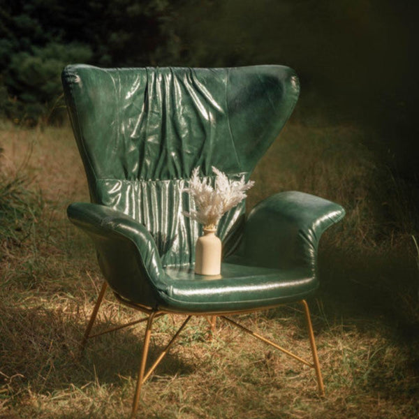 Cherry Tree Butterfly Armchair With Gold Steel Legs Green Sofas Armchairs & Couches