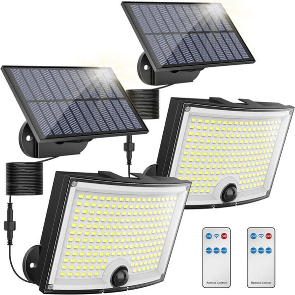 Kagoling Solar Lights Outdoor 202 Led Motion Sensor Ip65 Waterproof 120 Degree Beam Angle Garden Pack With 5M Cable Garden & Patio Torches