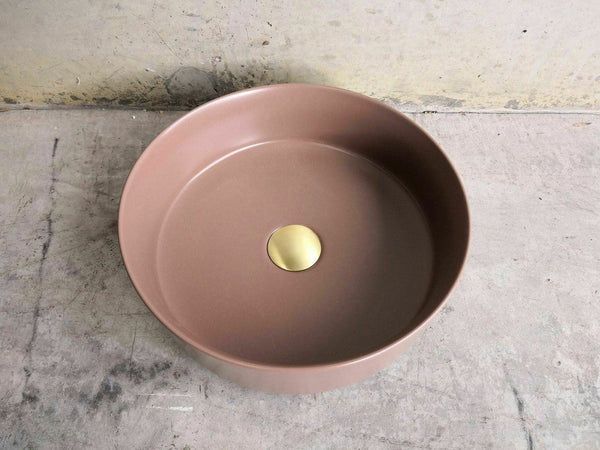 2023 Matte Black White Pink Green Gold Copper Round 360 Mm Dia Top Counter Basin Porcelain Sink Bathroom Sinks