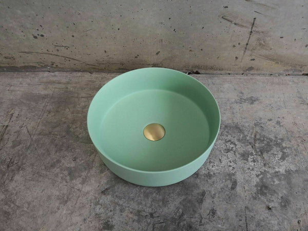 2023 Matte Black White Pink Green Gold Copper Round 360 Mm Dia Top Counter Basin Porcelain Sink Bathroom Sinks
