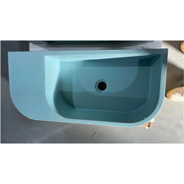 New Concrete Cement Wash Basin Counter Top Matte Teal Wall Hung Bathroom Sinks