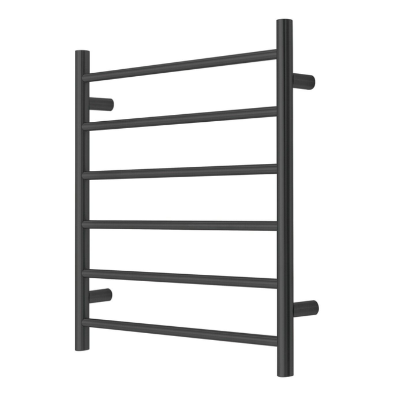 Blushtaps Premium Matte Black Heated Towel Rack 6 Bars Round Design Au 650X620mm Wide Towel Racks