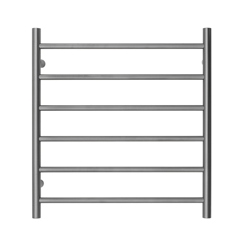 Blushtaps Premium Brushed Nickel Heated Towel Rack 6 Bars Round Design Au 650X620mm Wide Towel Racks