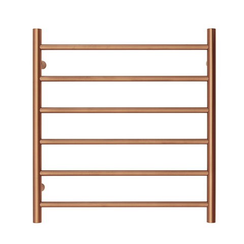 Blushtaps Premium Brushed Rose Gold Heated Towel Rack 6 Bars Round Design Au 650X620mm Wide Towel Racks
