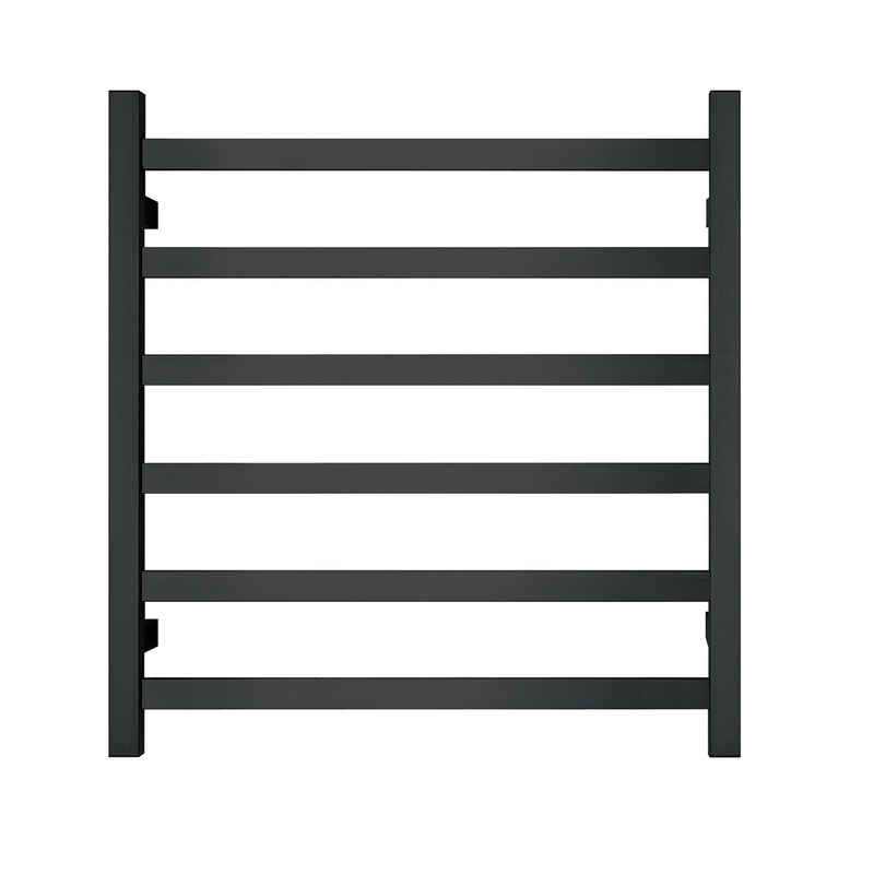 Blushtaps Premium Matte Black Heated Towel Rack 6 Bars Square Design Au 650X620mm Wide Towel Racks