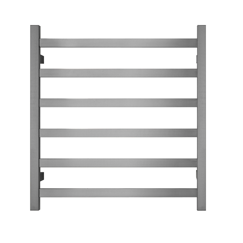Blushtaps Premium Brushed Nickel Heated Towel Rack 6 Bars Square Design Au 650X620mm Wide Towel Racks