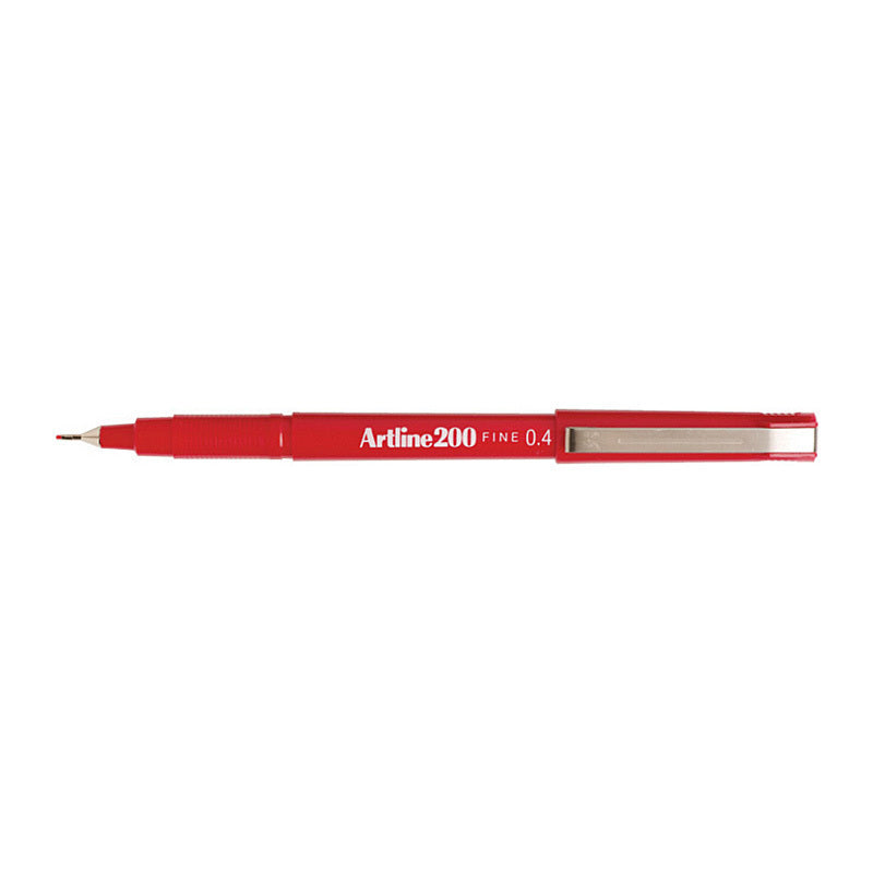 Artline 200 Fineliner Pens 0.4Mm Red Box Of 12 | Precision Writing & Drawing Art Pens & Markers