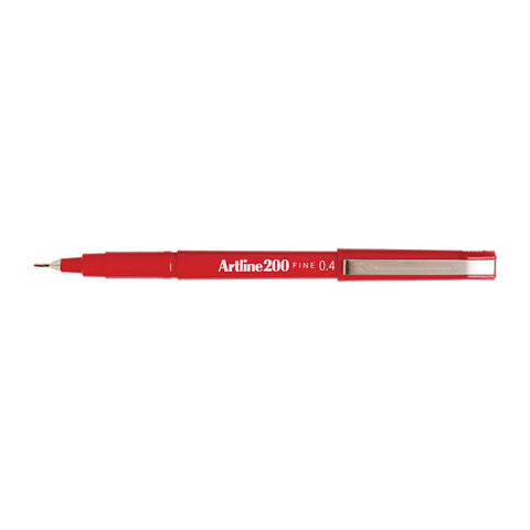 Artline 200 Fineliner Pens 0.4Mm Red Box Of 12 | Precision Writing & Drawing Art Pens & Markers