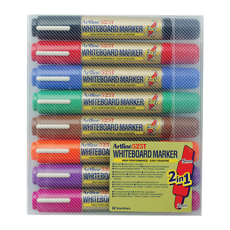 Artline 525T Dual Tip Whiteboard Marker Wallet Of 8 Whiteboard Markets