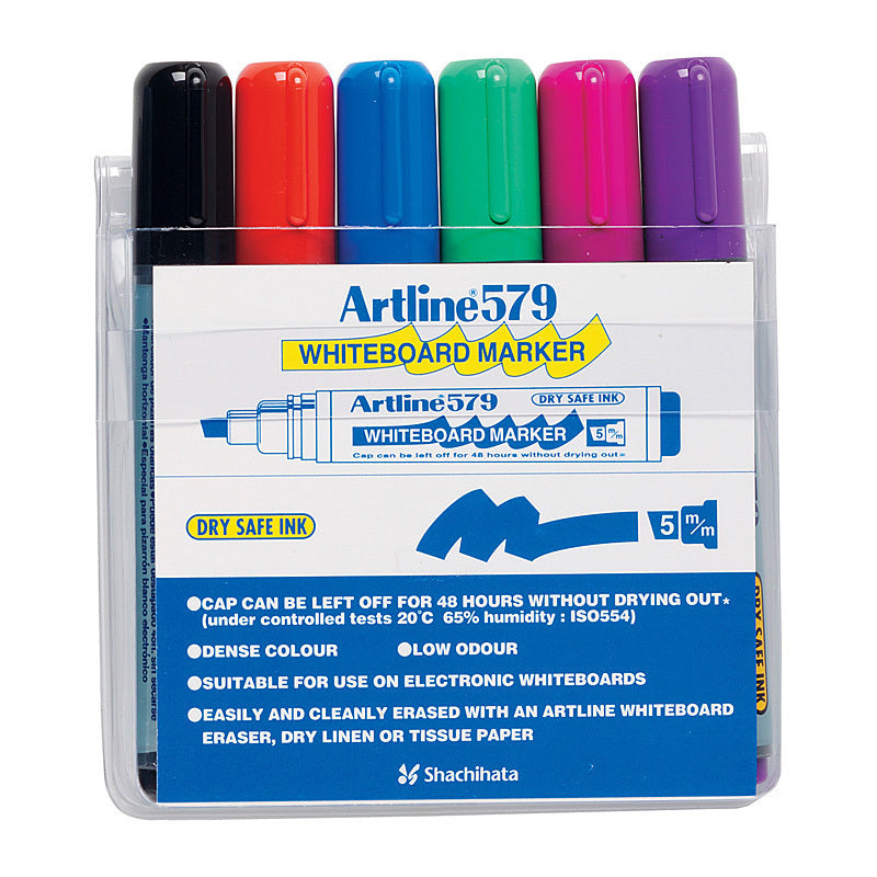 Artline 579 Assorted Whiteboard Markers Wallet Of 6 Whiteboard Markets