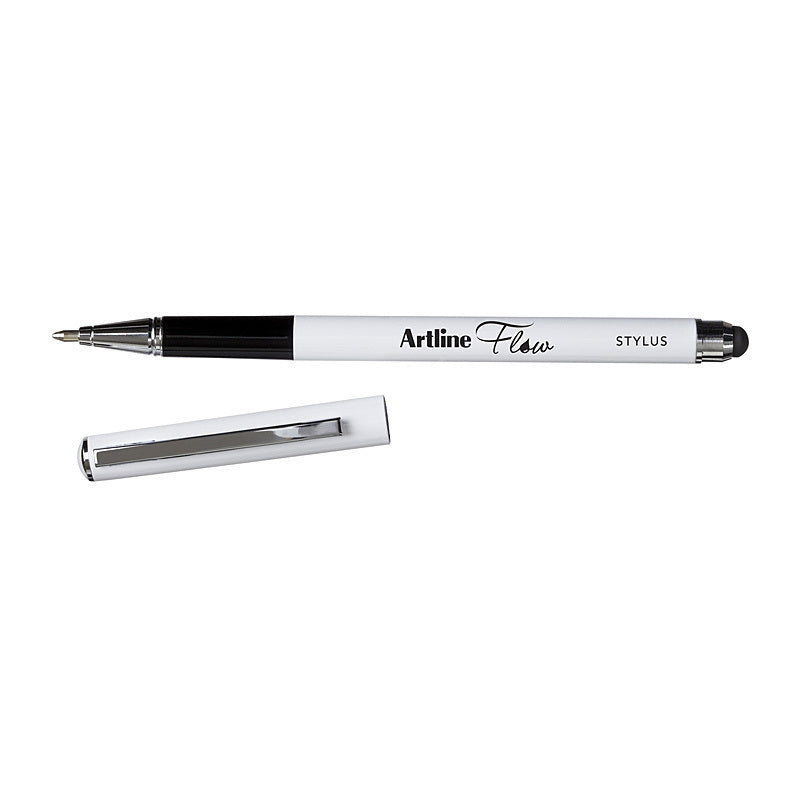 Artline Flow Stylus Pens With Blue Ink Metal Barrel (Box Of 12) Pens & Writing Instruments