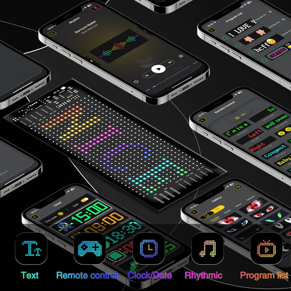 Programmable Led Matrix Panel Flexible Screen Ip65 With App Control 70*173Mm Interior Lights