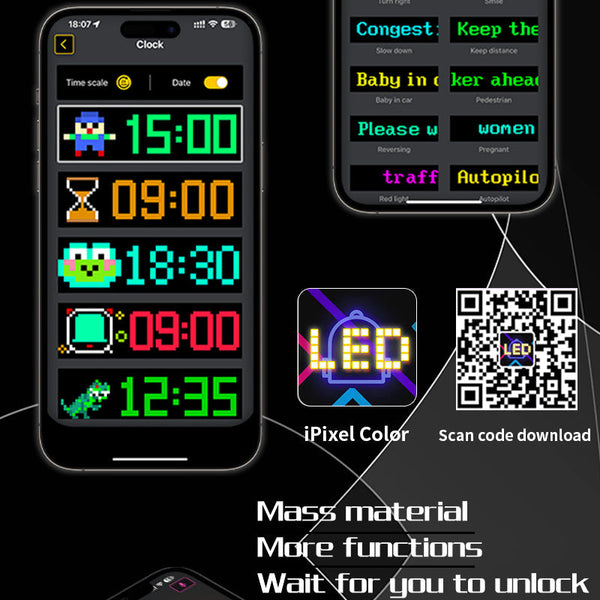 Programmable Led Matrix Panel Flexible Screen Ip65 With App Control 70*173Mm Interior Lights