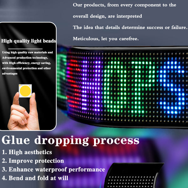 Programmable Led Matrix Panel Flexible Screen Ip65 With App Control 70*173Mm Interior Lights