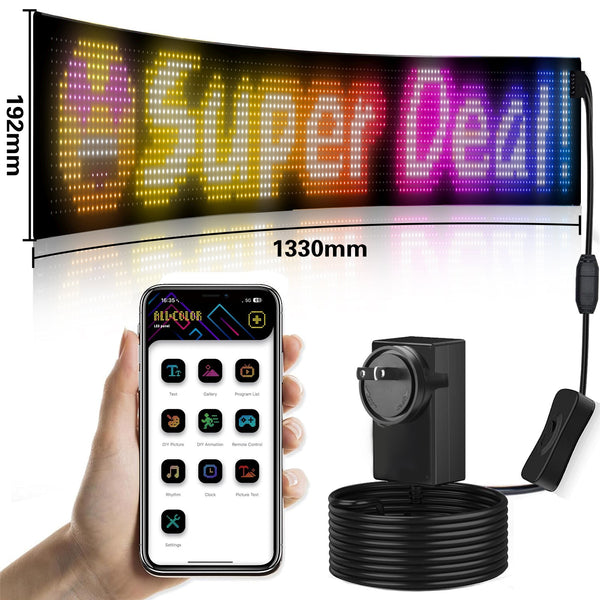 Programmable Led Matrix Panel Flexible Screen Ip65 With App Control 192*1330Mm Interior Lights