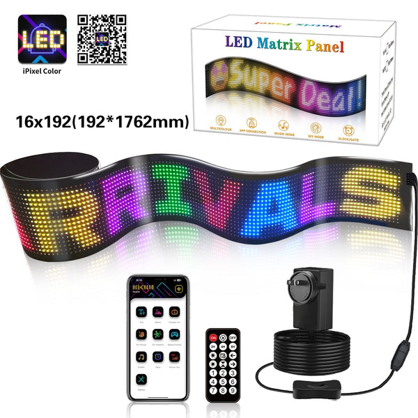 Programmable Led Matrix Panel Flexible Screen Ip65 With App Control 192*1762Mm Interior Lights