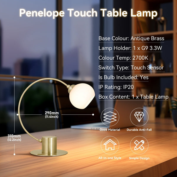 Penelope Touch Table Lamp Antique Brass Other Camp Lighting