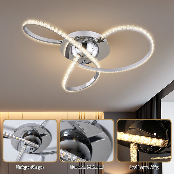Irie Dimmable 3 Lights Led Ceiling Chrome Wall & Ceiling Lights