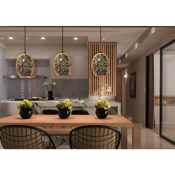 Moravian Glass Oval Pendant Light Chrome Necklaces & Pendants