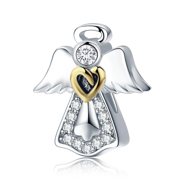 925 Sterling Silver Guardian Angel Diamond Pendant For Diy Bracelets Charms & Pendants