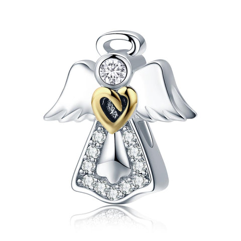 925 Sterling Silver Guardian Angel Diamond Pendant For Diy Bracelets Charms & Pendants