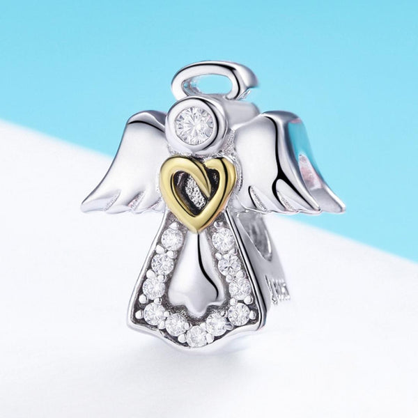 925 Sterling Silver Guardian Angel Diamond Pendant For Diy Bracelets Charms & Pendants