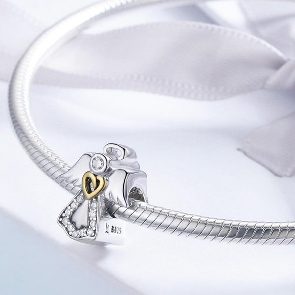 925 Sterling Silver Guardian Angel Diamond Pendant For Diy Bracelets Charms & Pendants