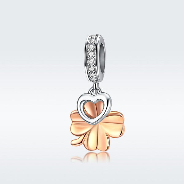 925 Sterling Silver Golden Four Leaf Clover Pendant For Diy Bracelets Charms & Pendants
