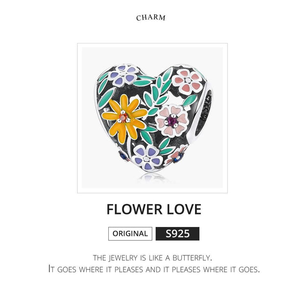 925 Sterling Silver Flower Heart Beads For Diy Bracelets & Necklaces Craft Beads